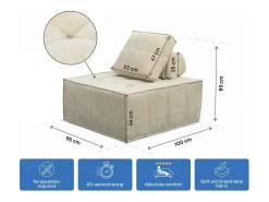 Sofá|Habitat et jardin Poltrona estilo veludo - 96 x 100 x 89 cm - Bege