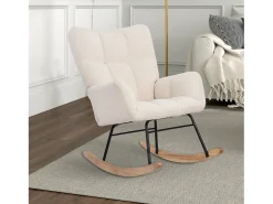 Poltrona estofada com estampa xadrez suave, ideal para sala de estar e quarto, com função de balanço e capacidade de peso de 120 kg, na cor .^ Poltrona