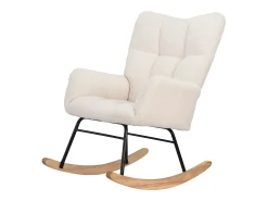Poltrona estofada com estampa xadrez suave, ideal para sala de estar e quarto, com função de balanço e capacidade de peso de 120 kg, na cor .^ Poltrona