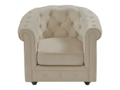 Poltrona|Vente-unique Poltrona fixa em veludo de cor - CHESTERFIELD Bege