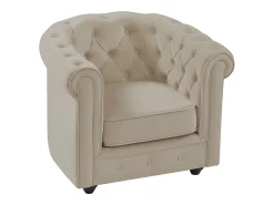 Poltrona|Vente-unique Poltrona fixa em veludo de cor - CHESTERFIELD Bege