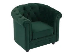 Poltrona*Vente-unique Poltrona fixa tecido veludo cor CHESTERFIELD Verde