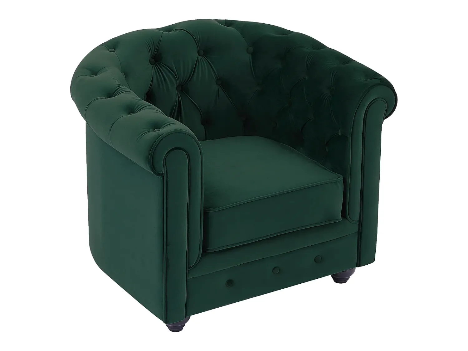 Poltrona*Vente-unique Poltrona fixa tecido veludo cor CHESTERFIELD Verde
