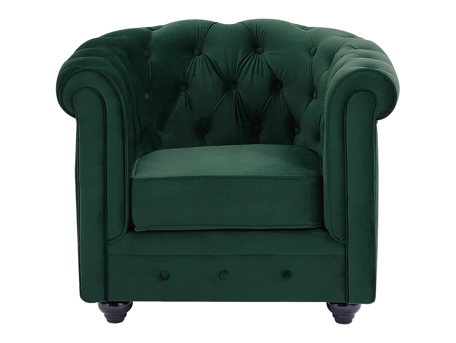 Poltrona*Vente-unique Poltrona fixa tecido veludo cor CHESTERFIELD Verde