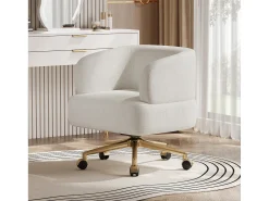Poltrona|Merax Poltrona giratória - 71 x 60 x 71 cm - com 5 rodízios - rotação de 360° - chenille - Bege