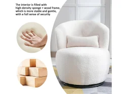 Poltrona|Hauss Spole Poltrona giratória com almofada lombar - Tecido Teddy - Branco