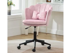 Merax Poltrona giratória com altura regulável - Encosto em forma de pétala - 55 x 42 x 73-83 cm - Veludo -^ Poltrona