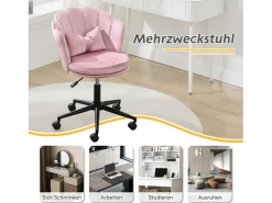 Merax Poltrona giratória com altura regulável - Encosto em forma de pétala - 55 x 42 x 73-83 cm - Veludo -^ Poltrona