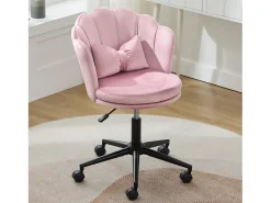 Merax Poltrona giratória com altura regulável - Encosto em forma de pétala - 55 x 42 x 73-83 cm - Veludo -^ Poltrona