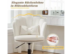 Merax Poltrona giratória com altura regulável - Encosto em forma de pétala - 55 x 42 x 73-83 cm - Veludo -^ Poltrona