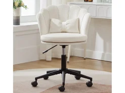 Merax Poltrona giratória com altura regulável - Encosto em forma de pétala - 55 x 42 x 73-83 cm - Veludo -^ Poltrona