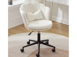 Merax Poltrona giratória com altura regulável - Encosto em forma de pétala - 55 x 42 x 73-83 cm - Veludo -^ Poltrona
