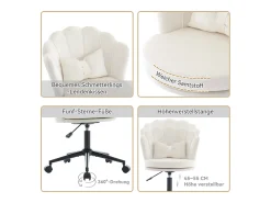 Merax Poltrona giratória com altura regulável - Encosto em forma de pétala - 55 x 42 x 73-83 cm - Veludo -^ Poltrona