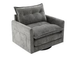 Poltrona|Hauss Spole Poltrona giratória com bolso lateral - Tecido chenille - Cinza Cinzento
