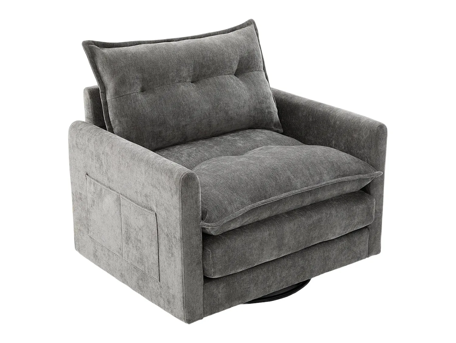 Poltrona|Hauss Spole Poltrona giratória com bolso lateral - Tecido chenille - Cinza Cinzento