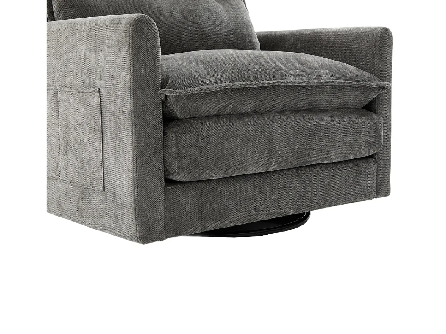 Poltrona|Hauss Spole Poltrona giratória com bolso lateral - Tecido chenille - Cinza Cinzento