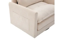 Poltrona*Hauss Spole Poltrona giratória com bolso lateral - Tecido chenille - Bege