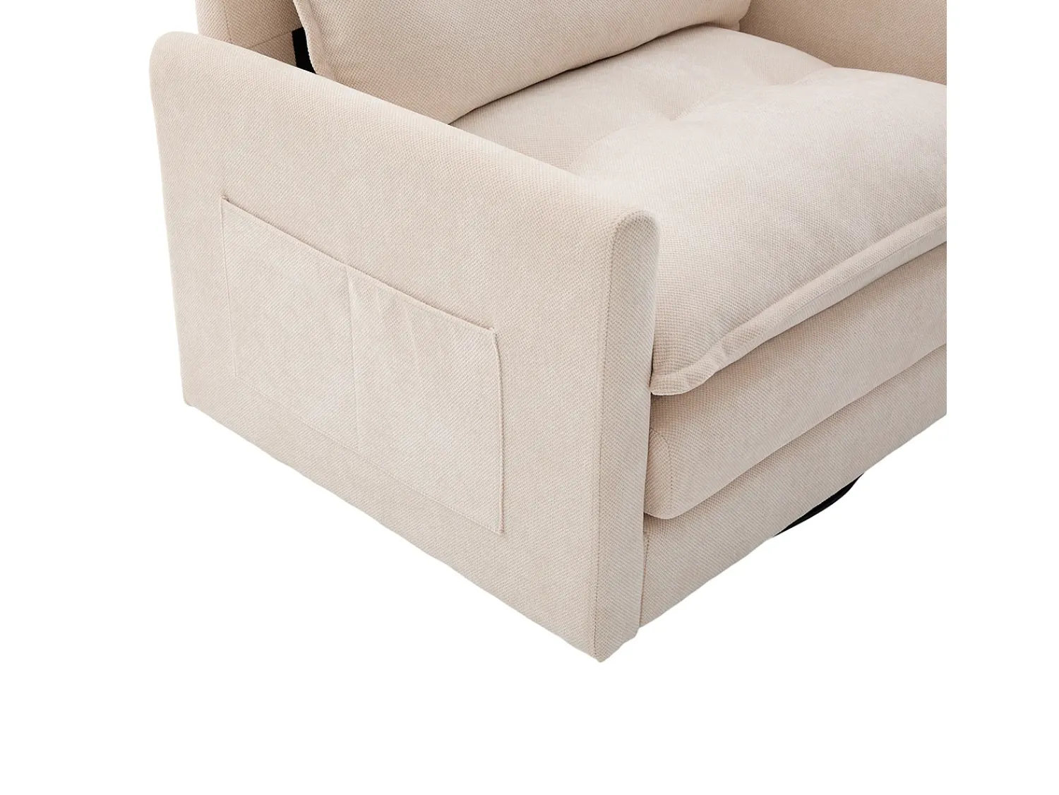 Poltrona*Hauss Spole Poltrona giratória com bolso lateral - Tecido chenille - Bege