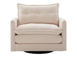 Poltrona*Hauss Spole Poltrona giratória com bolso lateral - Tecido chenille - Bege