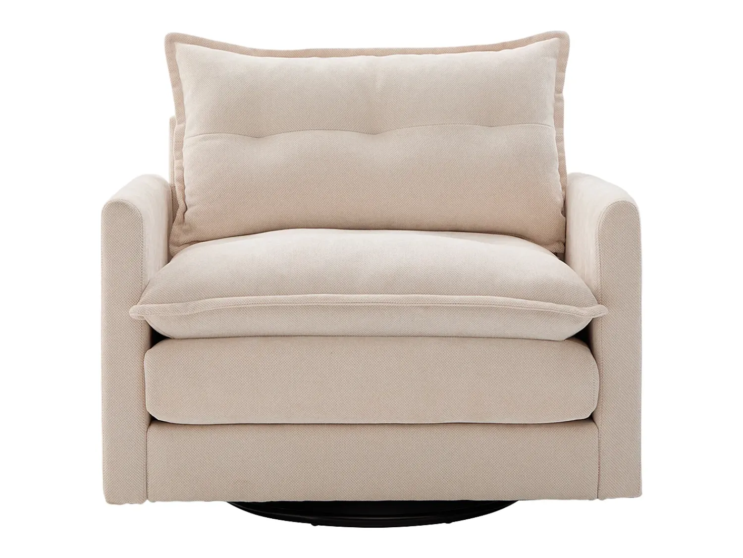 Poltrona*Hauss Spole Poltrona giratória com bolso lateral - Tecido chenille - Bege