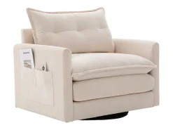 Poltrona*Hauss Spole Poltrona giratória com bolso lateral - Tecido chenille - Bege