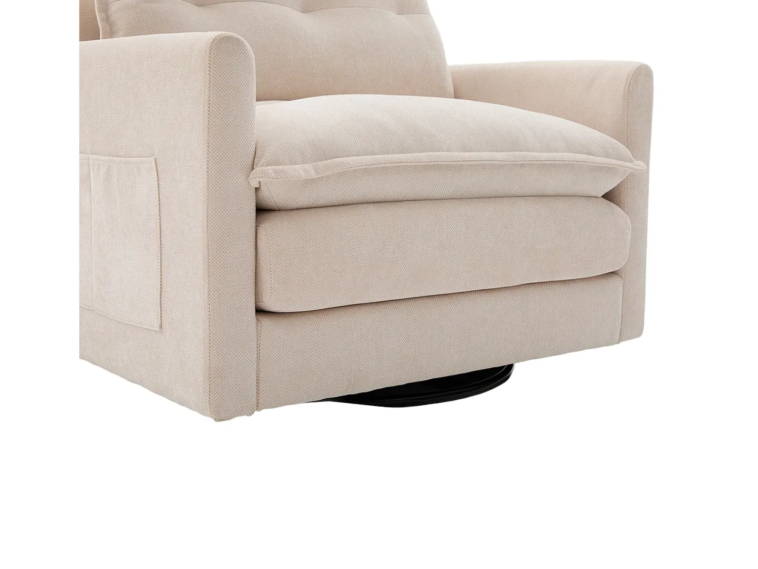 Poltrona*Hauss Spole Poltrona giratória com bolso lateral - Tecido chenille - Bege
