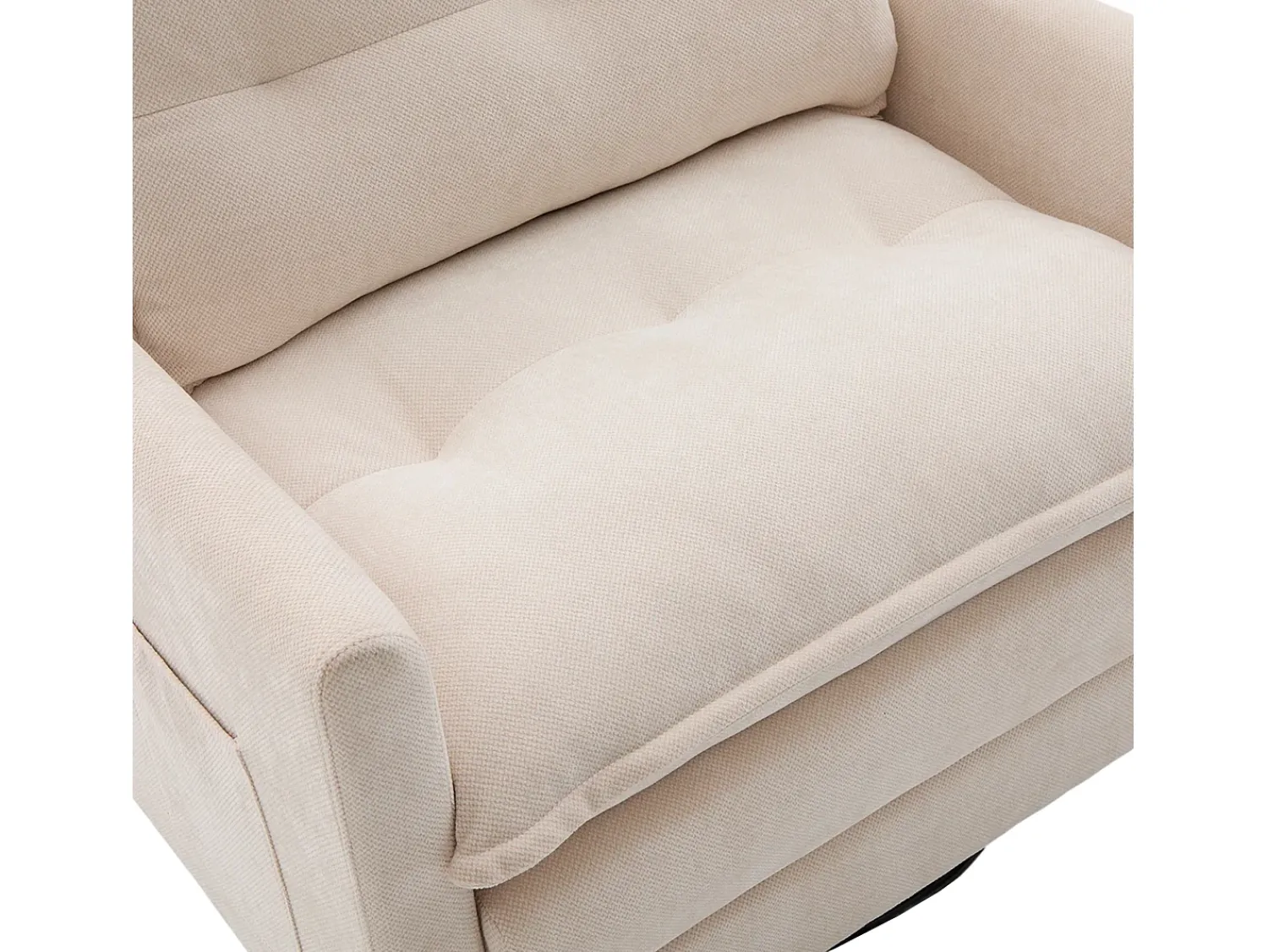 Poltrona*Hauss Spole Poltrona giratória com bolso lateral - Tecido chenille - Bege