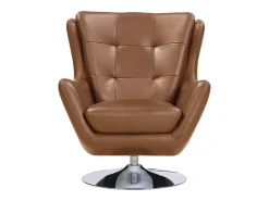 Poltrona|LINEA SOFA Poltrona giratória em couro de búfalo superior ANABA Camel