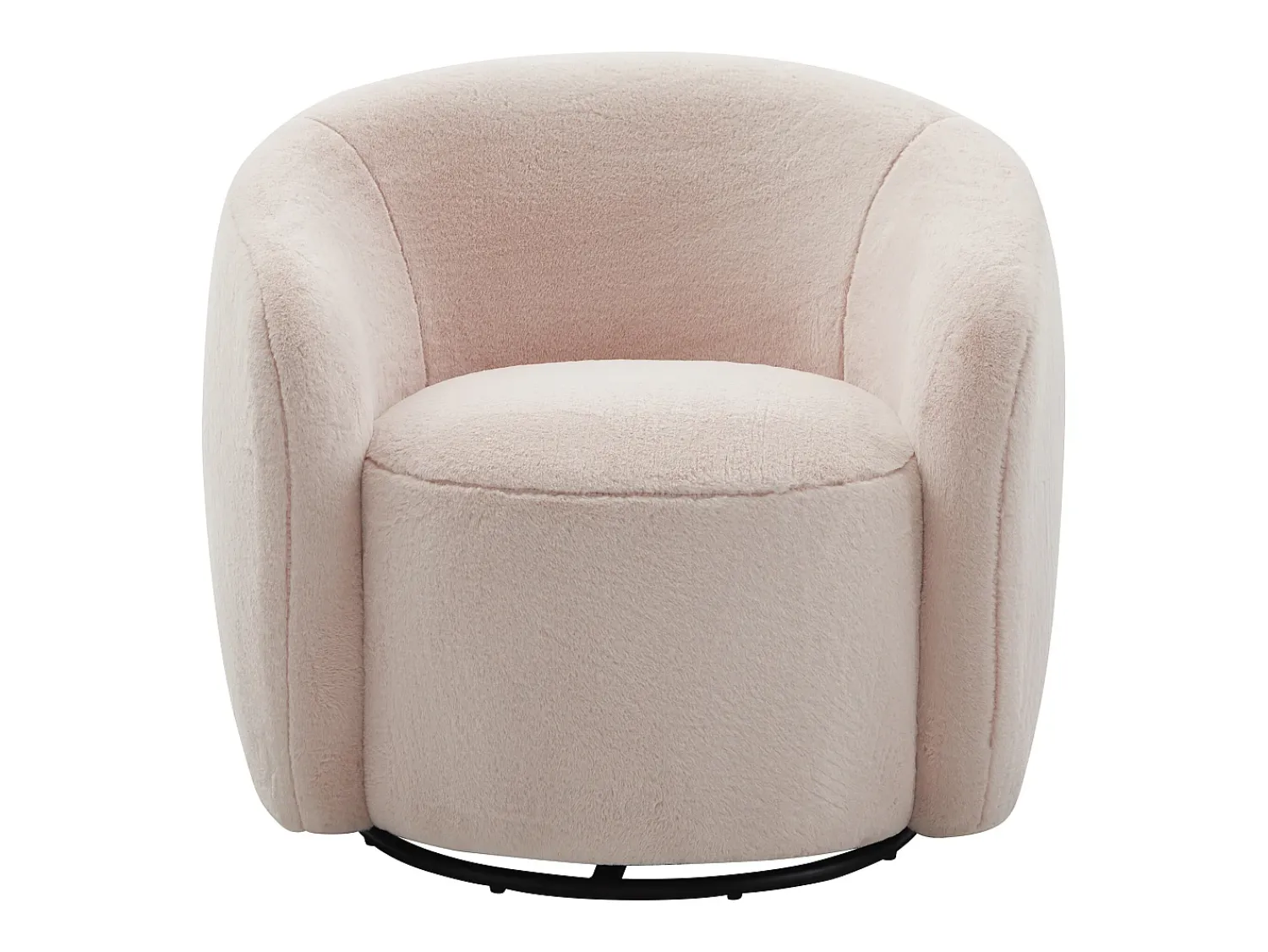 Best Vente-unique Poltrona giratória em falso peludo VEREIDE Rosa