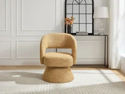Poltrona|Maison Céphy Poltrona giratória em tecido texturizado NAROLIA Amarelo mostarda