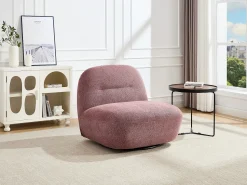 Discount Vente-unique Poltrona giratória em tecido texturizado cor vermelha POZETI Rosa