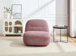 Discount Vente-unique Poltrona giratória em tecido texturizado cor vermelha POZETI Rosa