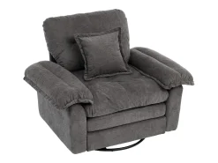 Hauss Spole Poltrona giratória em tecido chenille cinza com almofada - Ideal para sala de estar, quarto e escritório. Cinzento