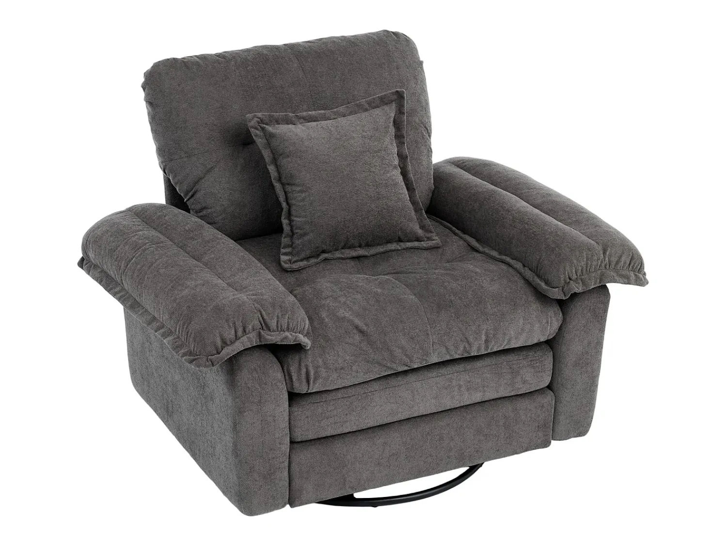 Hauss Spole Poltrona giratória em tecido chenille cinza com almofada - Ideal para sala de estar, quarto e escritório. Cinzento