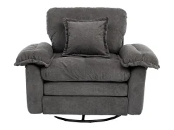 Hauss Spole Poltrona giratória em tecido chenille cinza com almofada - Ideal para sala de estar, quarto e escritório. Cinzento