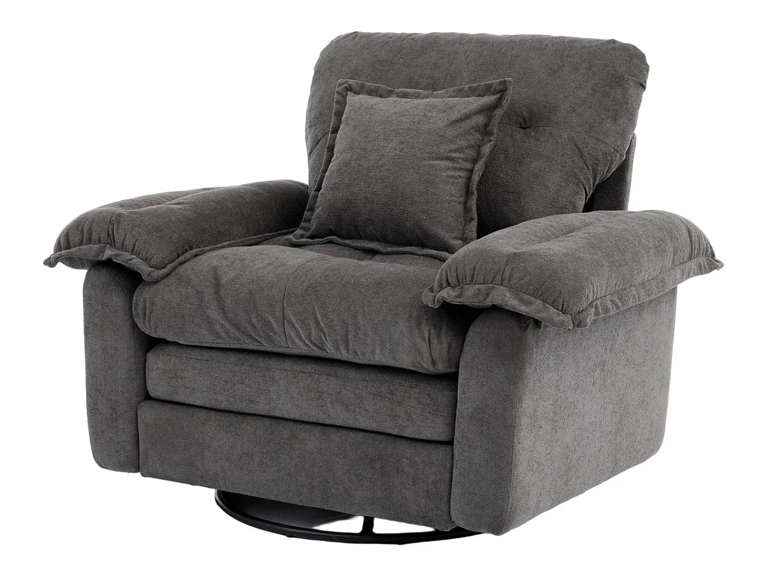 Hauss Spole Poltrona giratória em tecido chenille cinza com almofada - Ideal para sala de estar, quarto e escritório. Cinzento