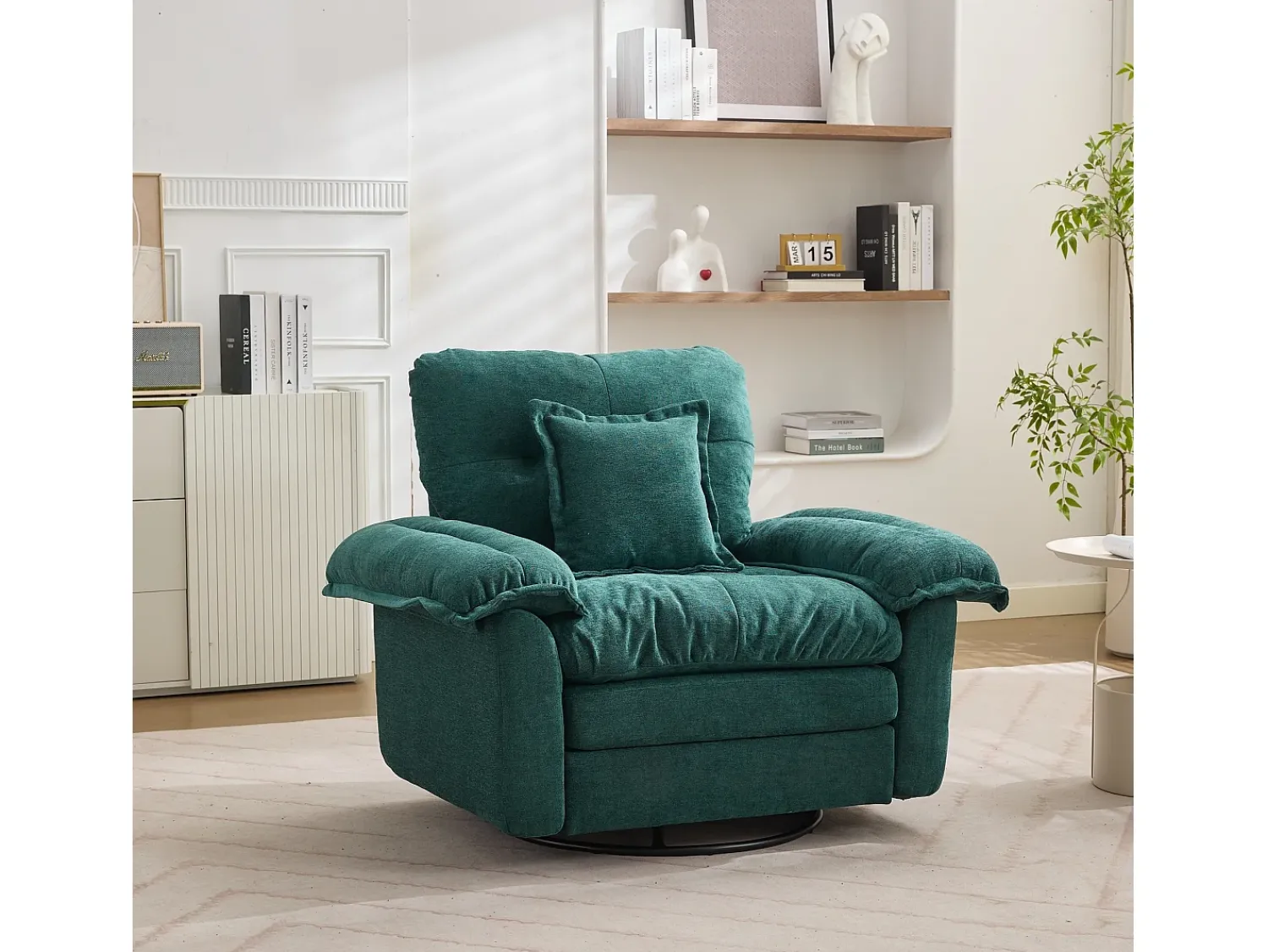 Hauss Spole Poltrona giratória em tecido chenille com almofada - Ideal para sala de estar, quarto e escritório.^ Poltrona