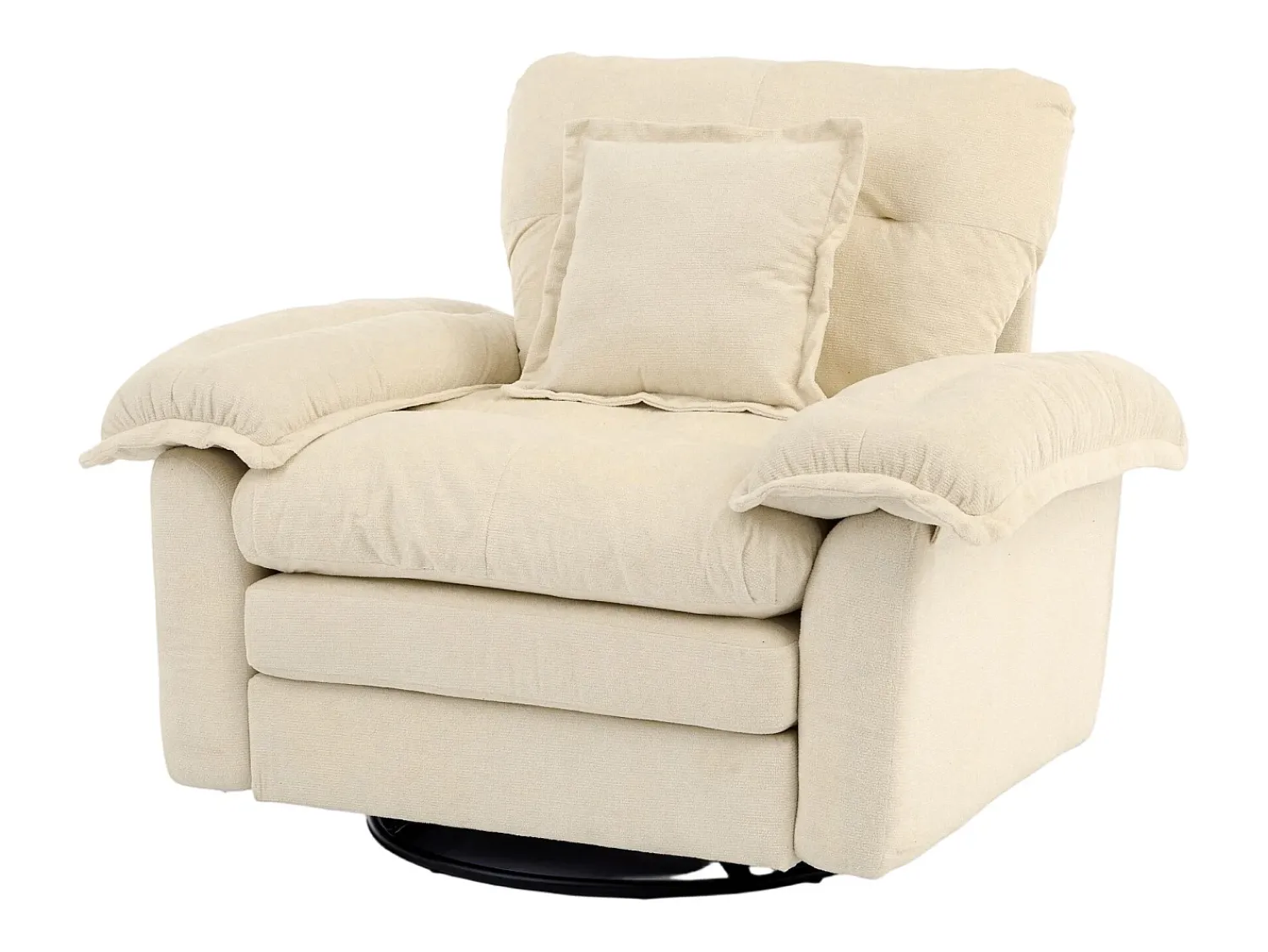 Poltrona*Hauss Spole Poltrona giratória em tecido chenille com almofada - Ideal para sala de estar, quarto e escritório. Bege