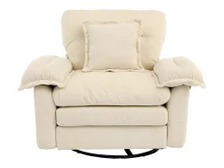 Poltrona*Hauss Spole Poltrona giratória em tecido chenille com almofada - Ideal para sala de estar, quarto e escritório. Bege