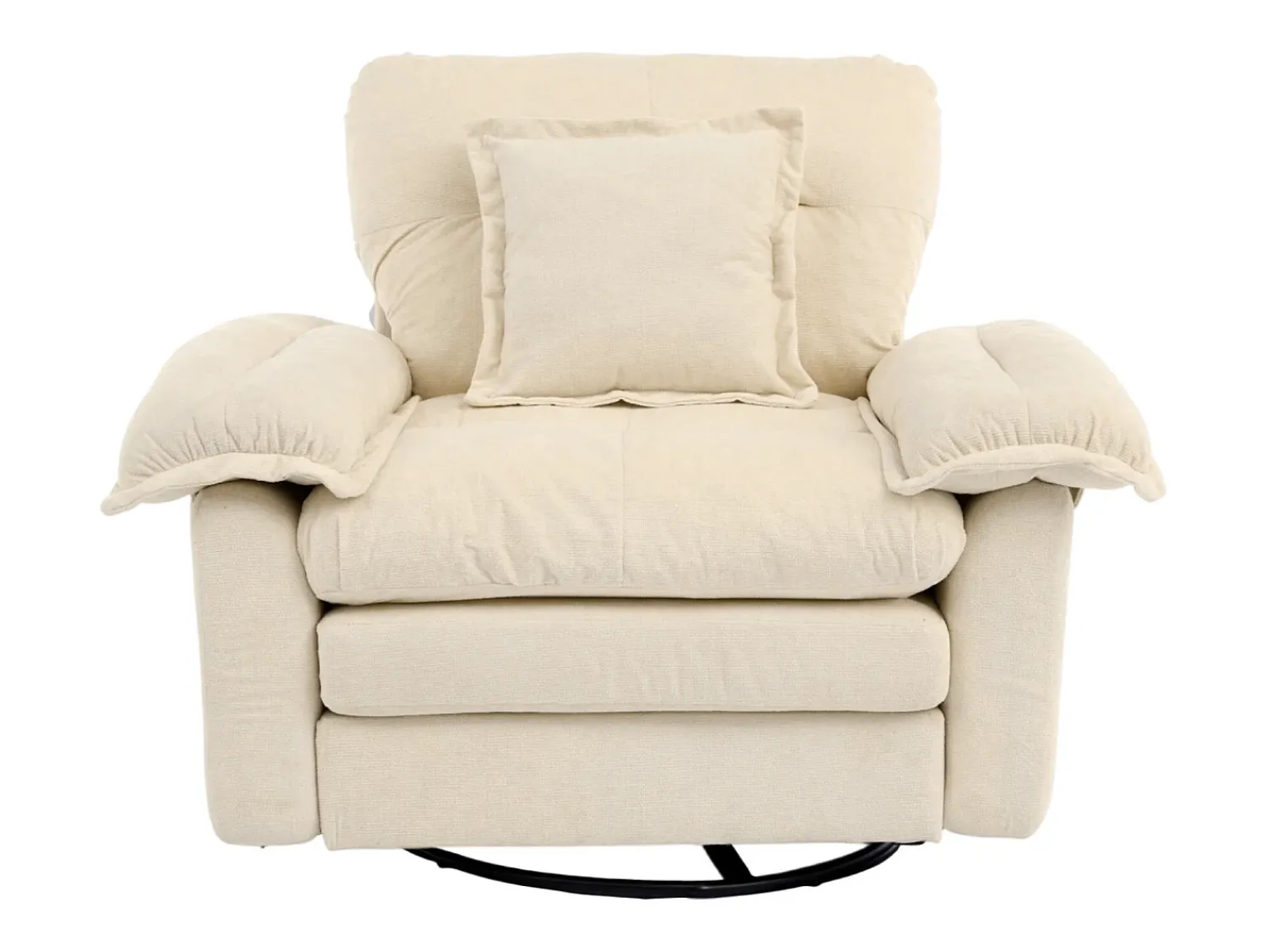 Poltrona*Hauss Spole Poltrona giratória em tecido chenille com almofada - Ideal para sala de estar, quarto e escritório. Bege