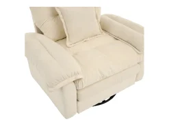 Poltrona*Hauss Spole Poltrona giratória em tecido chenille com almofada - Ideal para sala de estar, quarto e escritório. Bege