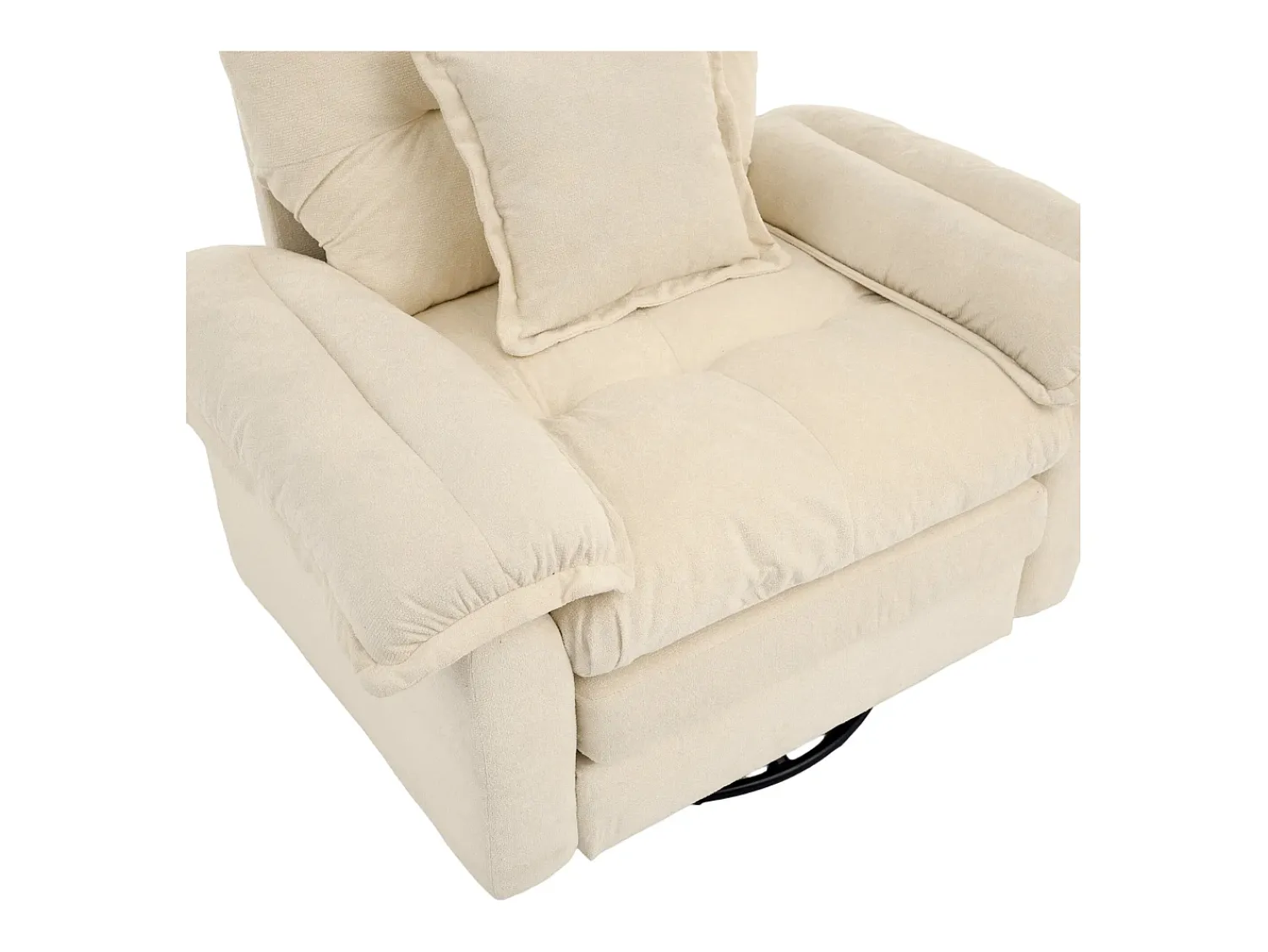 Poltrona*Hauss Spole Poltrona giratória em tecido chenille com almofada - Ideal para sala de estar, quarto e escritório. Bege