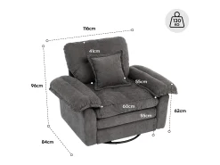 Poltrona*Hauss Spole Poltrona giratória em tecido chenille com almofada - Ideal para sala de estar, quarto e escritório. Bege