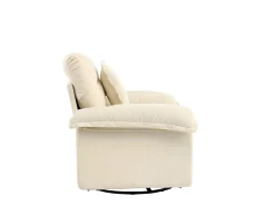 Poltrona*Hauss Spole Poltrona giratória em tecido chenille com almofada - Ideal para sala de estar, quarto e escritório. Bege