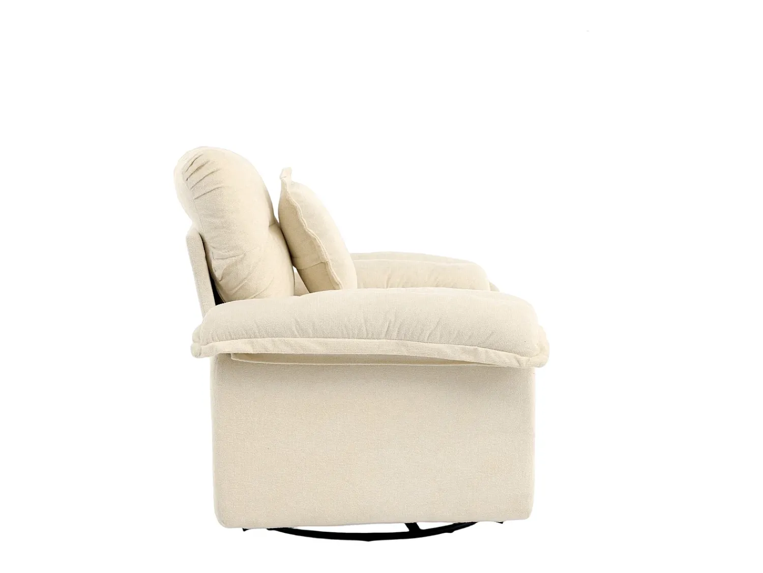Poltrona*Hauss Spole Poltrona giratória em tecido chenille com almofada - Ideal para sala de estar, quarto e escritório. Bege