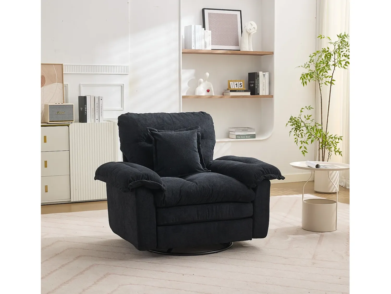 Hauss Spole Poltrona giratória em tecido chenille com almofada - Ideal para sala de estar, quarto e escritório.^ Poltrona