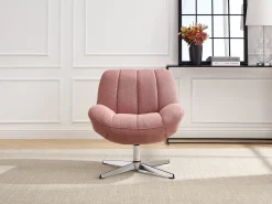 Poltrona*Vente-unique Poltrona giratória em tecido texturizado VOLABO Rosa