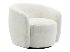 Poltrona*Vente-unique Poltrona giratória em tecido bouclé cor branca VEREIDE Branco