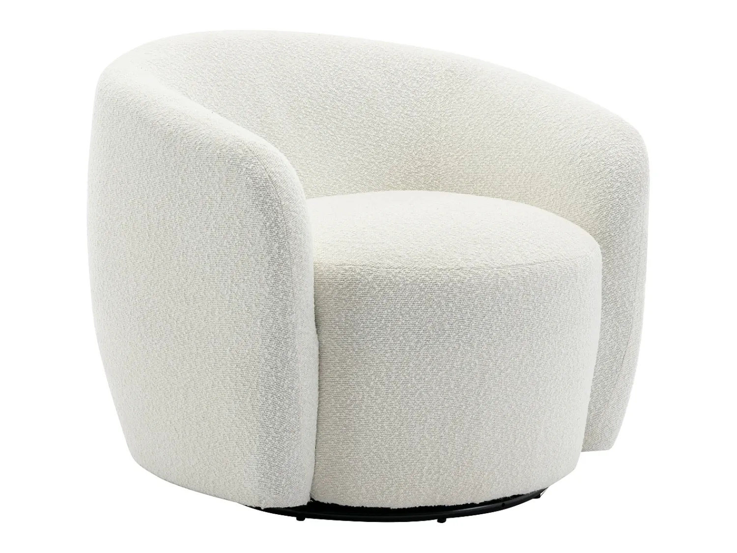 Poltrona*Vente-unique Poltrona giratória em tecido bouclé cor branca VEREIDE Branco