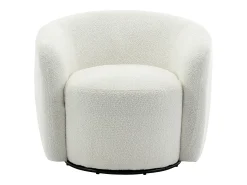 Poltrona*Vente-unique Poltrona giratória em tecido bouclé cor branca VEREIDE Branco